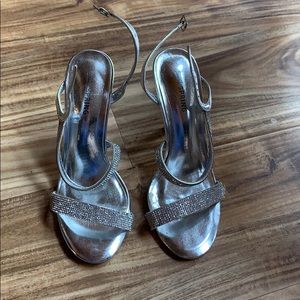 Silver Heels with rhinestone detail